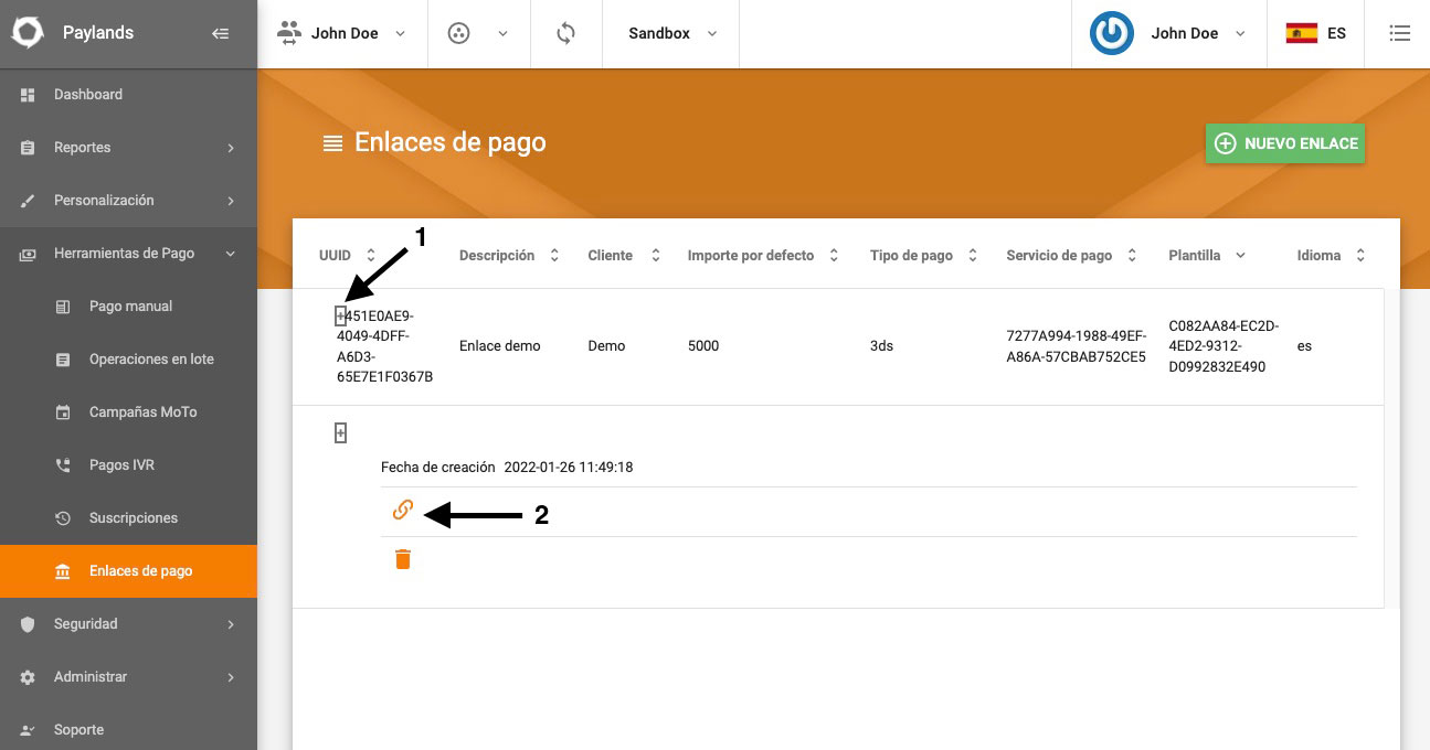 Link payments copy